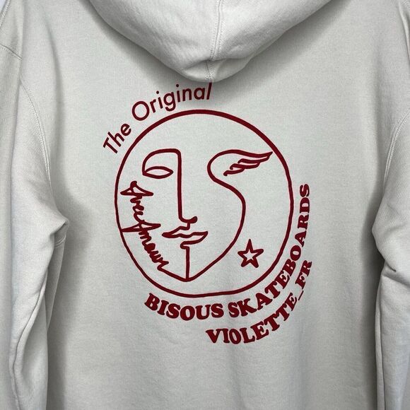 VIOLETTE_FR x Bisous Skateboards Hoodie Women Medium Beige Logo AVEC AMOUR - Picture 5 of 9